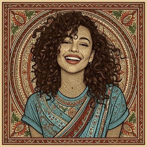 The portrait as a Madhubani painting