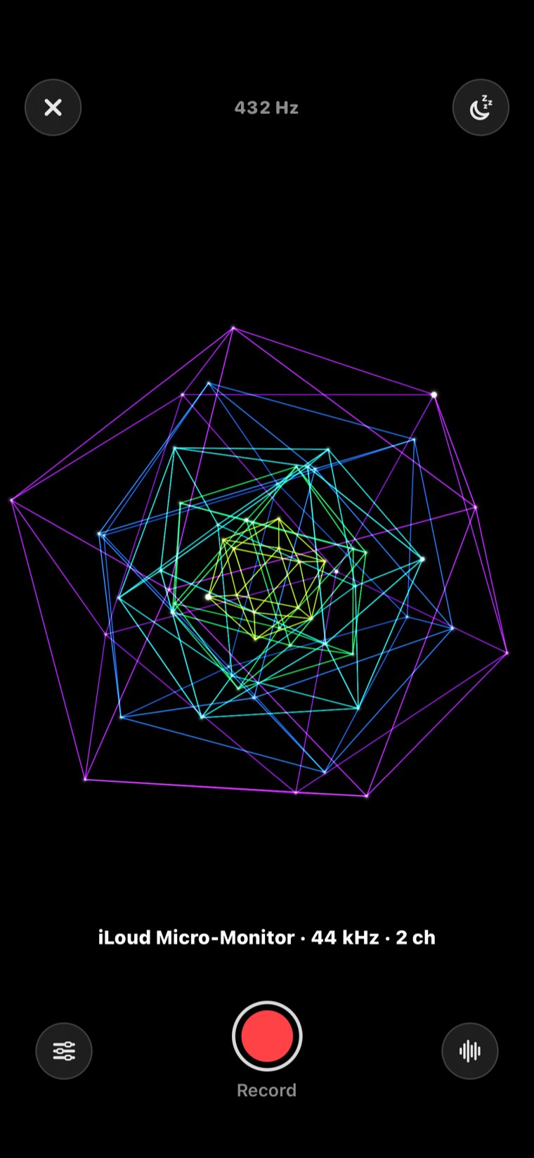 The Cage room at 432 Hz: nested outlines turning against one another